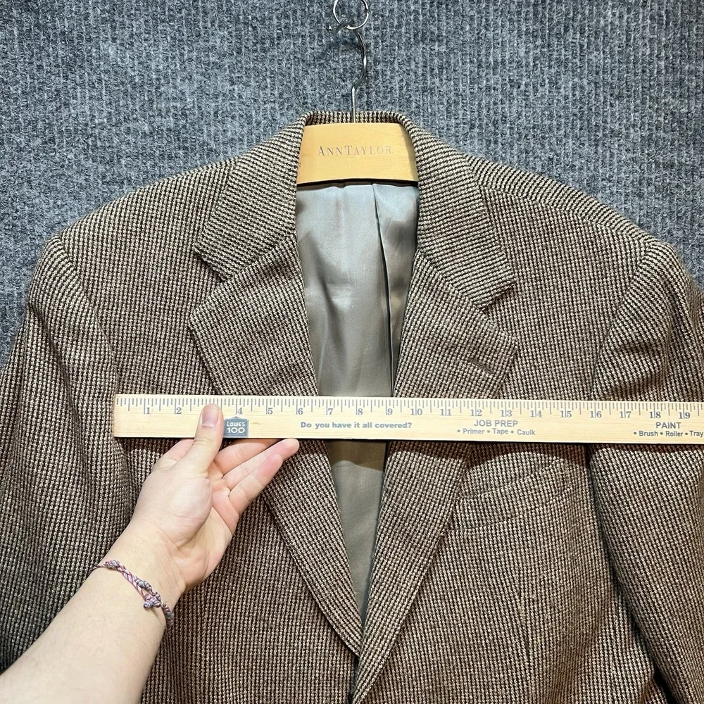 Polo Ralph Lauren Tweed Blazer Jacket Mens Size 40‎ Reg Brown Made In USA